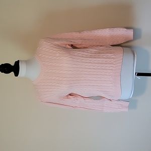 Ralph Lauren Small light pink alternating cable knit pullover.
